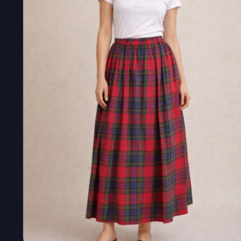 Vintage Talbots Skirt Size 12 Pleated Pull on Pockets Cotton